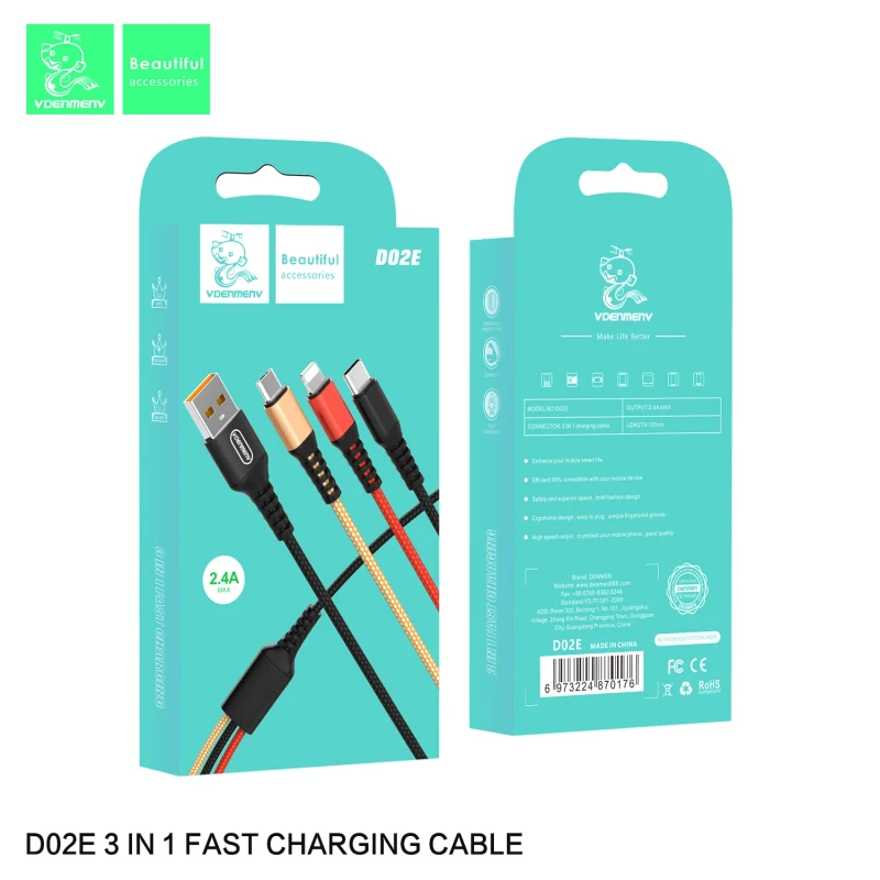 VDENMENV-3-in-1-Fast-Charging-USB-to-Micro-USB-Typ-C-Cables-Factory-Pure-Copper-for-Phones-Computers