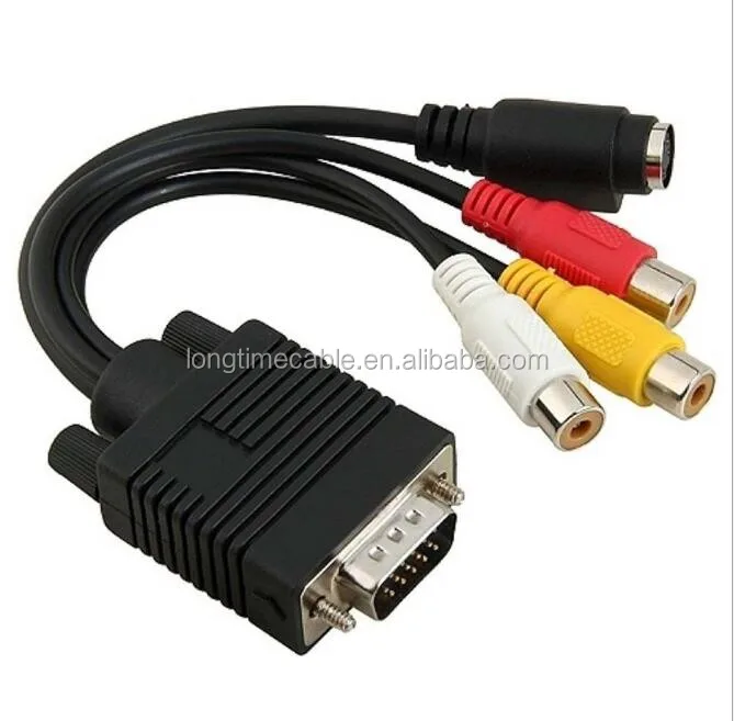 VGA-to-S-Video-3-RCA-Composite-AV-Converter-Adapter-Cable-with-PVC-Jacket-and-Foil-Shielding-for-PC-and-DVD-Player