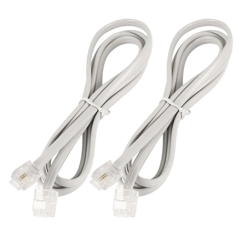 White-6P2C-RJ11-Male-to-Male-5mm-Width-Telephone-Cable-1M