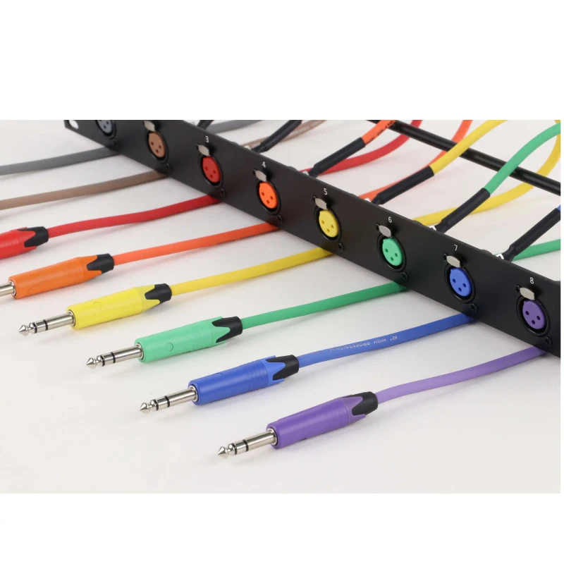 XLR-Female-to-1-4-TRS-Male-Color-Coded-Cable-for-Home-Studio-Instrument-8CH-1U-Slim-Rack-Mount-XLR-to-TRS-Patch-Panel