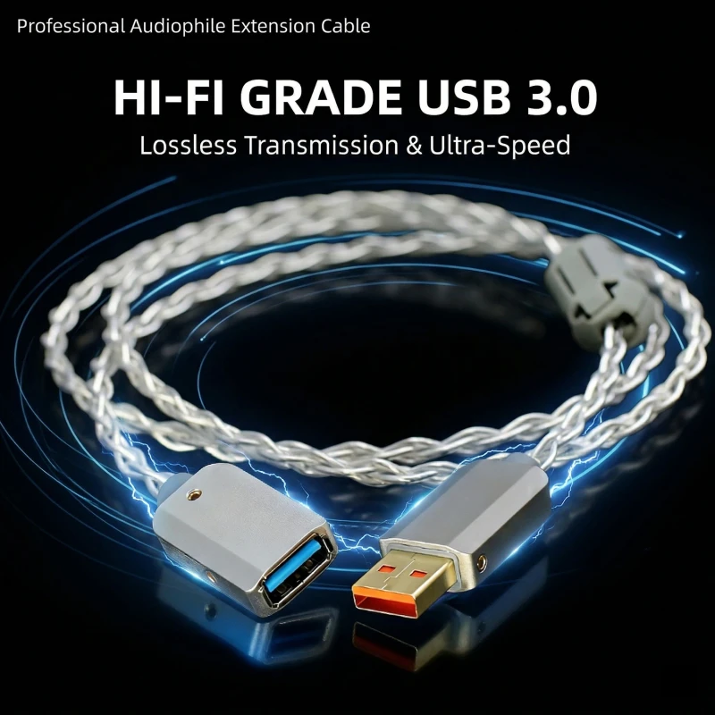 YIVO-XSSH-Hi-Fi-Audio-USB-3.0-Male-to-Female-Extension-Cable-Shielding-for-Stable-Lossless-Data-Transmission-Audiophile-Grade