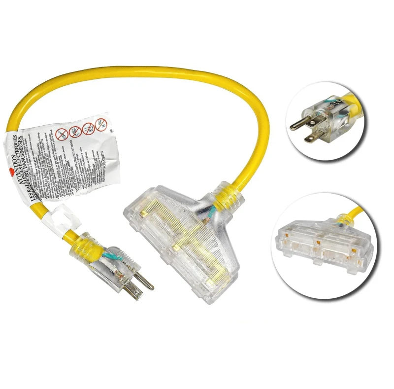 Yellow-12AWG-SJTW-Lighted-Plug-Heavy-Duty-Extension-Cord-15A-3-Prong-High-Visibility-Power-Cables-for-Construction-Site